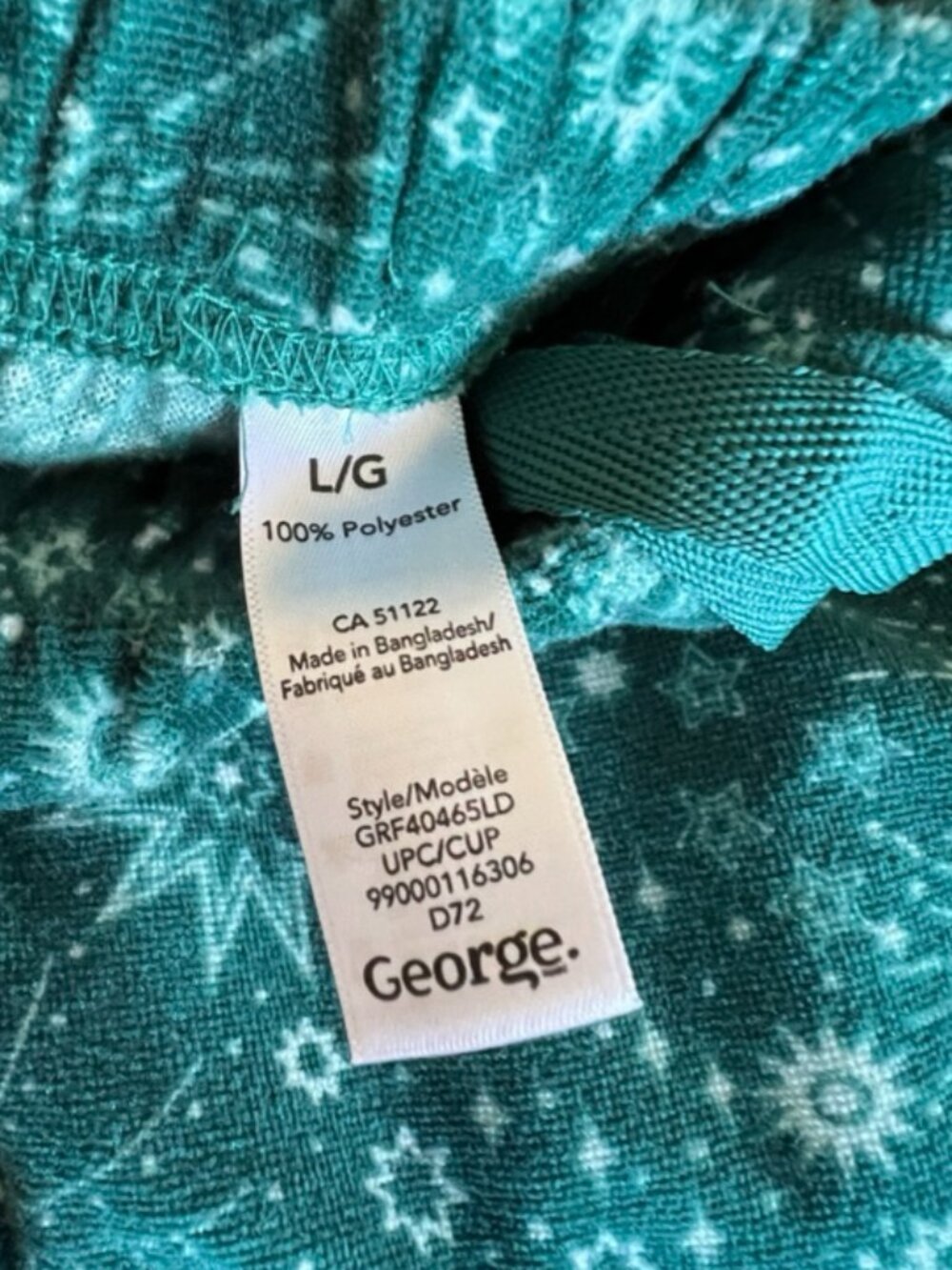 🌸4/$30🌸 George Teal Snowflake Pajama Set | Size L/G | Cozy Lounge Set ❄️ - Picture 7 of 10